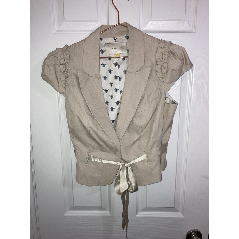 Leifsdottir‎ Ribbon tie ruffle details cropped jacket Size 10